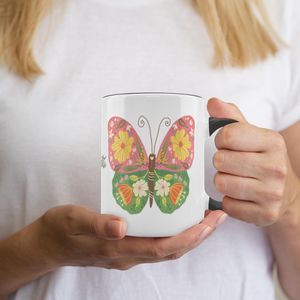Butterflies Drinking Mug Artistic "Natures Confetti" 2 Sizes & 4 Colors